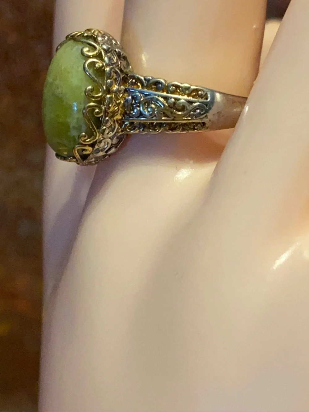EverTrue Connemara Marble Celtic Filigree Ring 6.35ctw Size 10 NWT